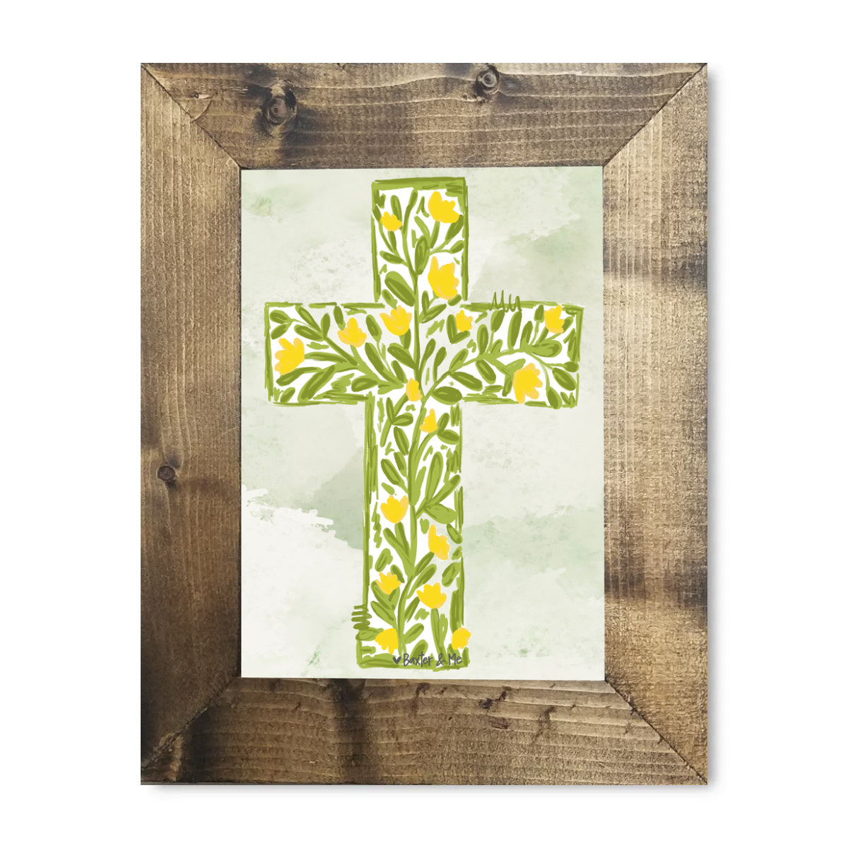 Yellow Tulip Cross Framed Art
