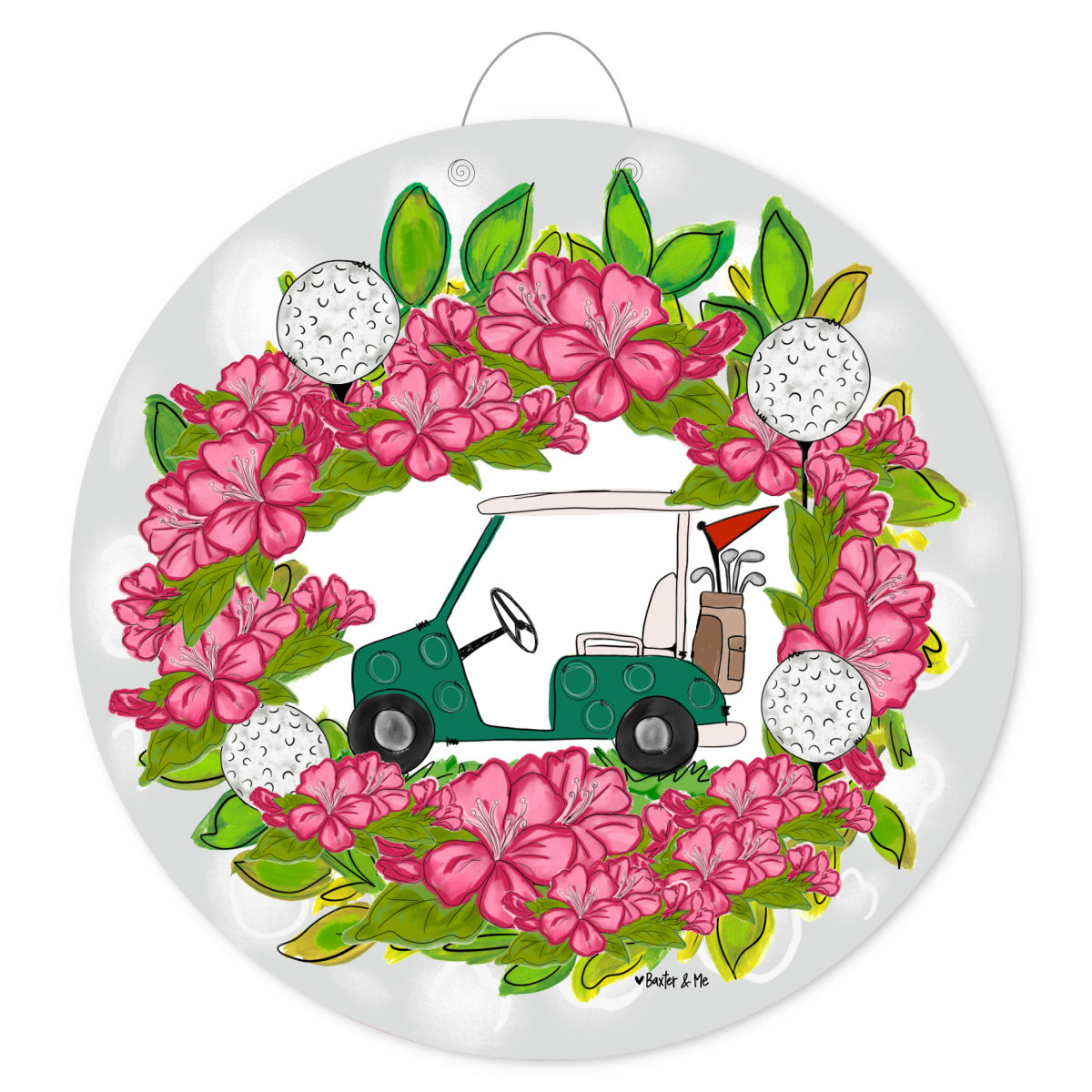 Azalea Golf Cart Wreath Door Hanger