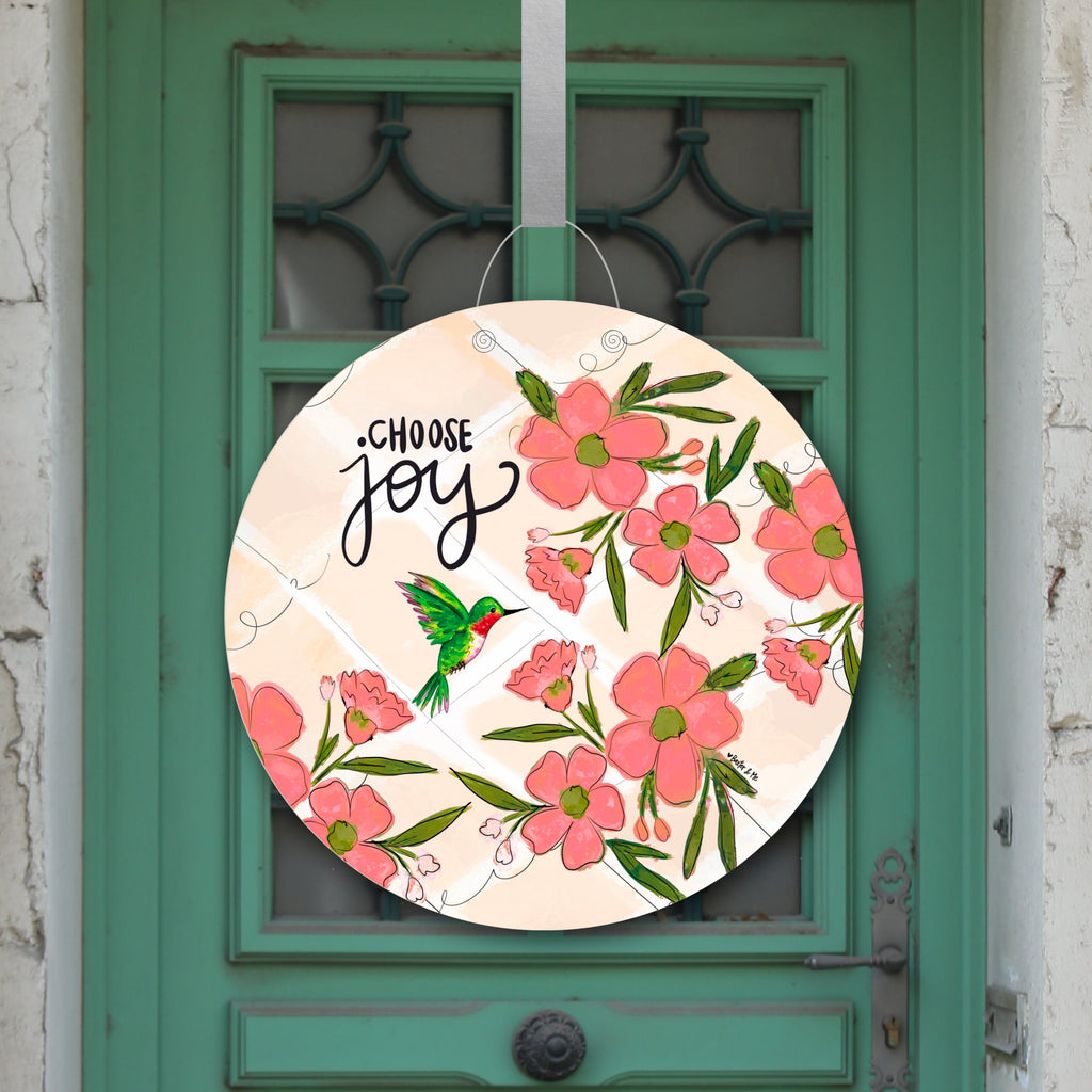 Choose Joy Hummingbird Door Hanger