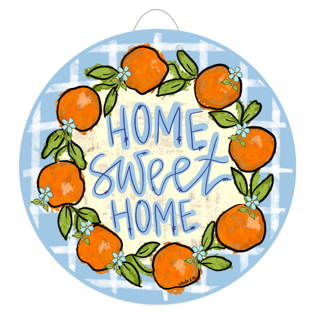 Home Sweet Home Orange Wreath Door Hanger
