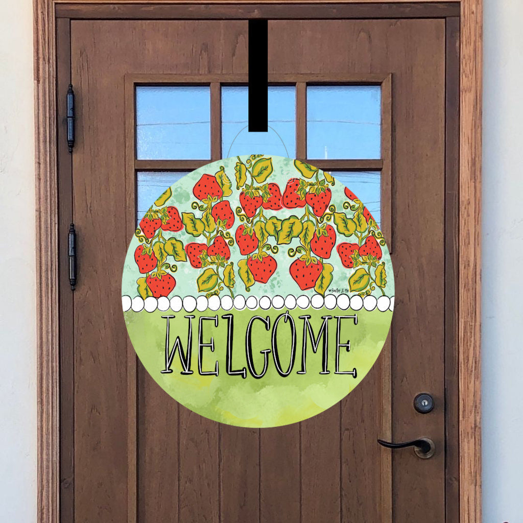 Welcome Strawberry Patch Door Hanger