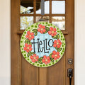 Green Coral Floral Door Hanger