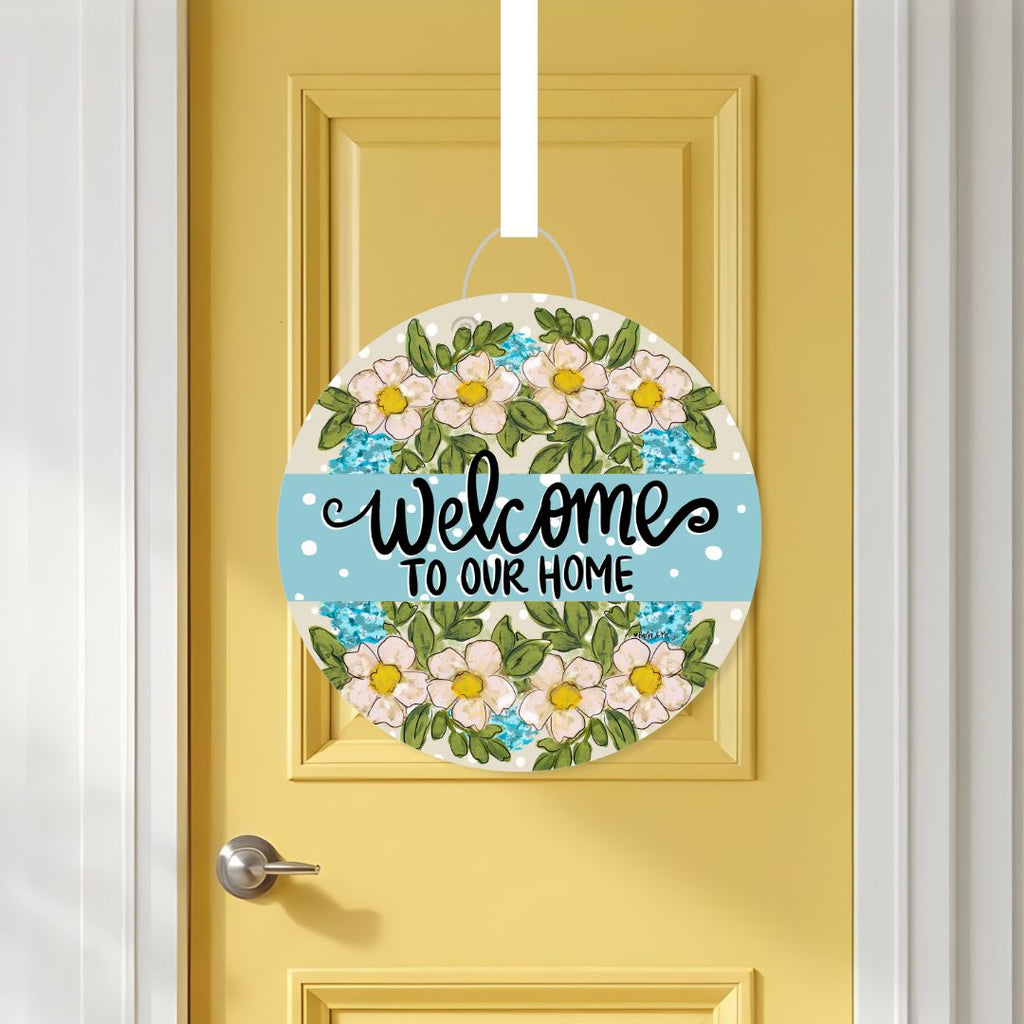 Welcome to our Home Floral Door Hanger