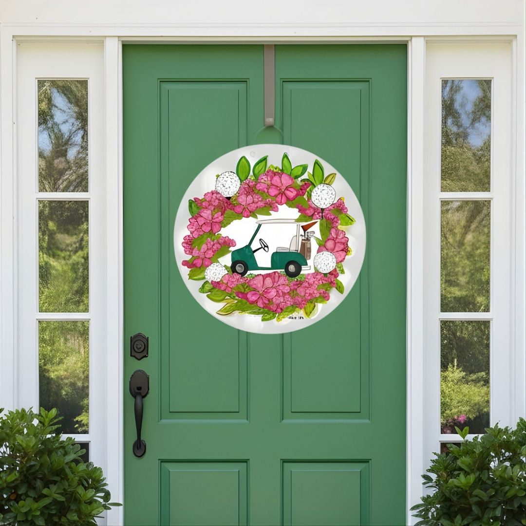 Azalea Golf Cart Wreath Door Hanger