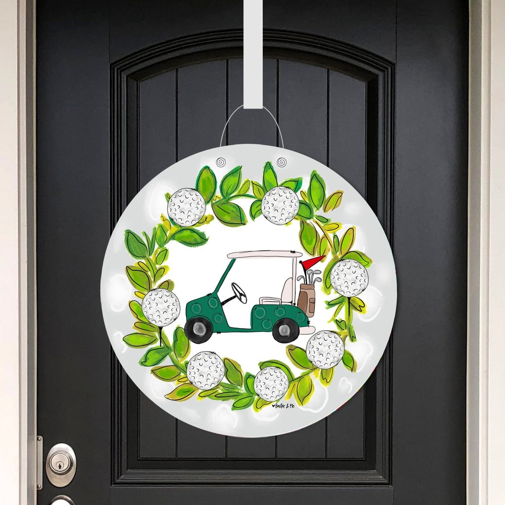 Golf Wreath with Golf Cart Door Hanger