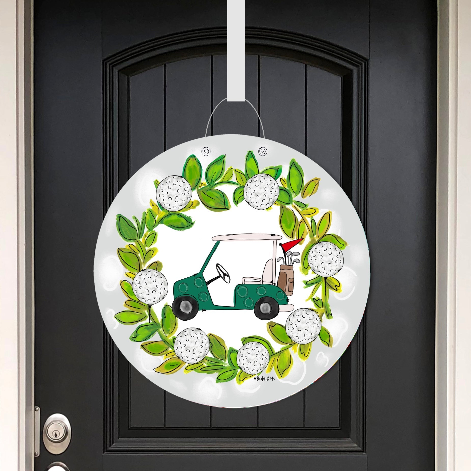 Golf Wreath with Golf Cart Door Hanger