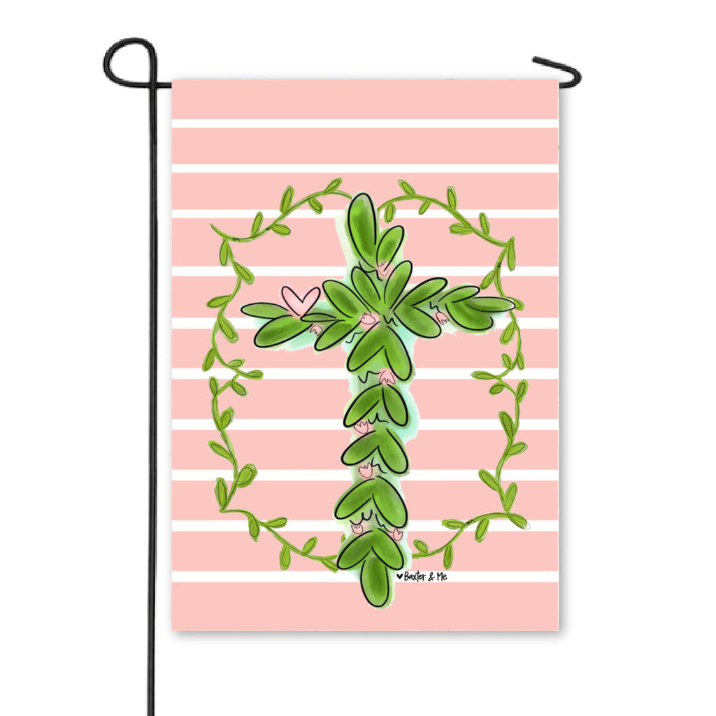 Pretty Pink Cross Garden Flag
