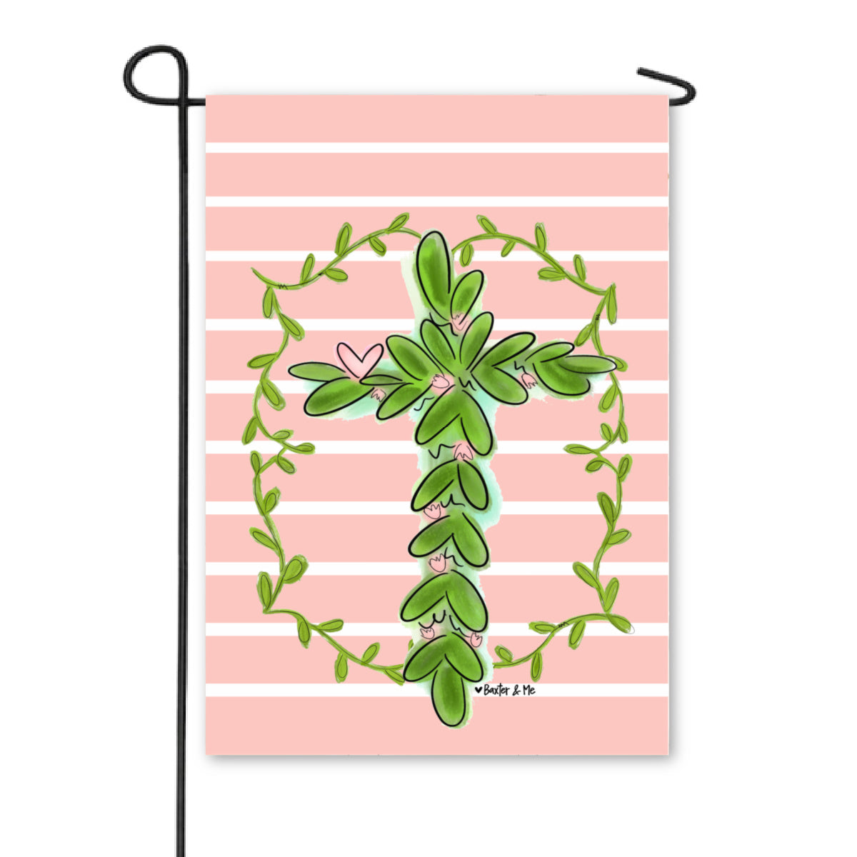 Pretty Pink Cross Garden Flag