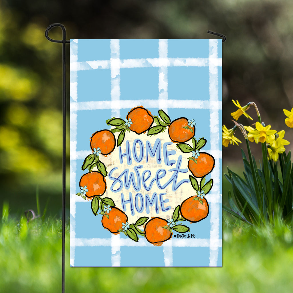 Home Sweet Home Orange Wreath Garden Flag