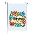 Welcome Sunny Stripe Blooms Garden Flag