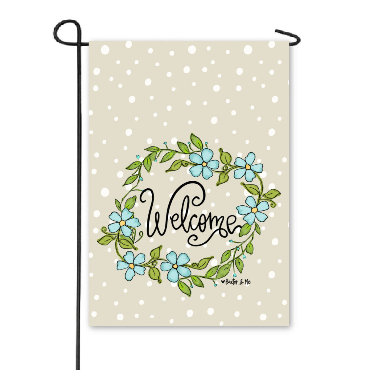 Welcome Whimsical Blue Flowers Garden Flag