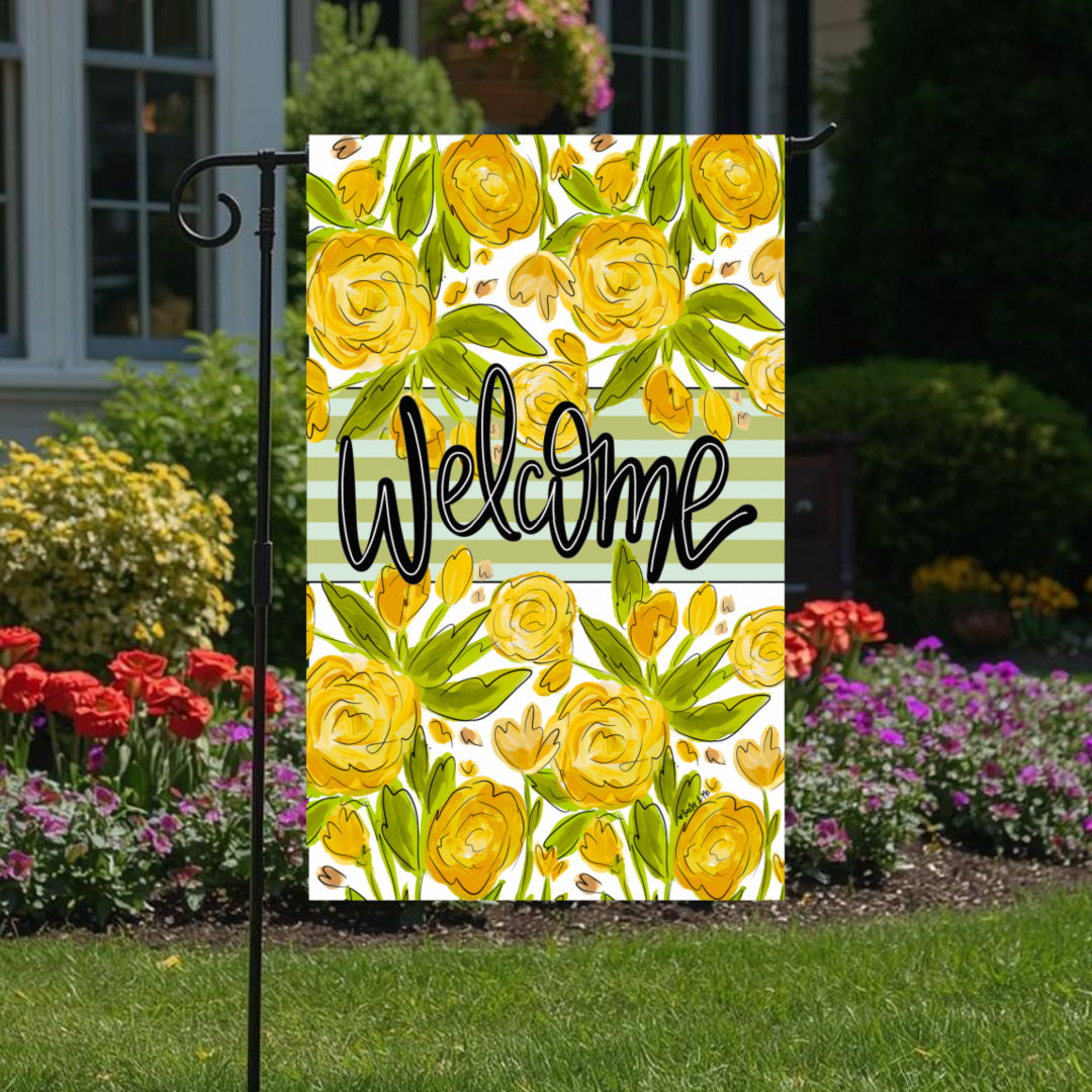 Welcome Sunny Petals Garden Flag