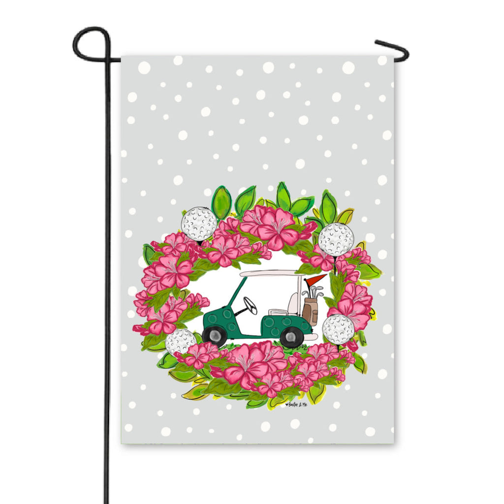 Azalea Golf Cart Wreath Garden Flag