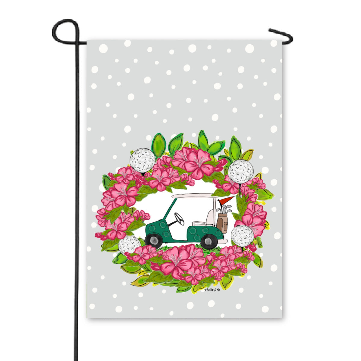 Azalea Golf Cart Wreath Garden Flag