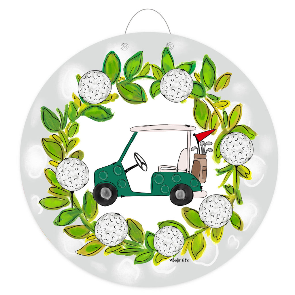 Golf Wreath with Golf Cart Door Hanger
