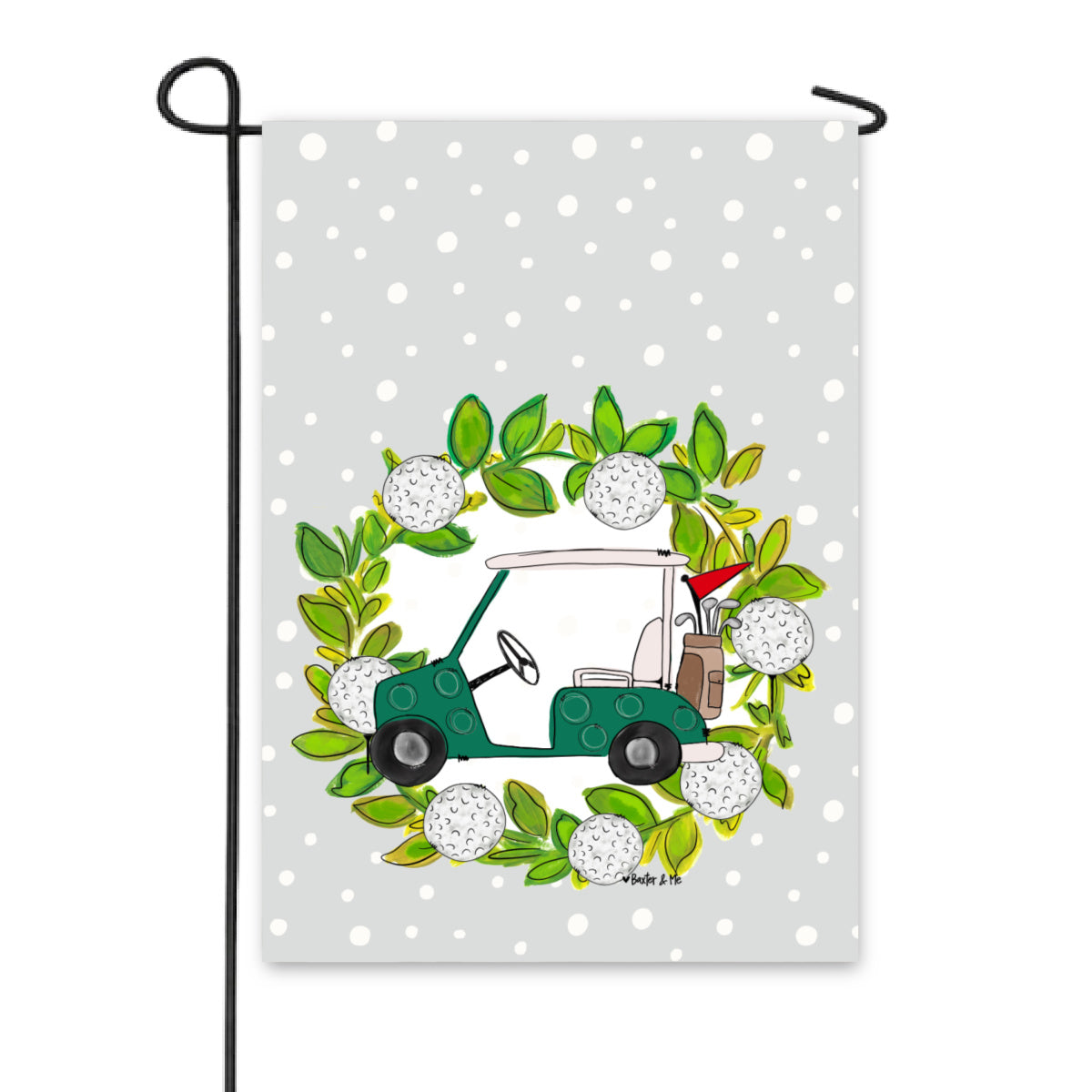 Golf Wreath with Cart Garden Flag