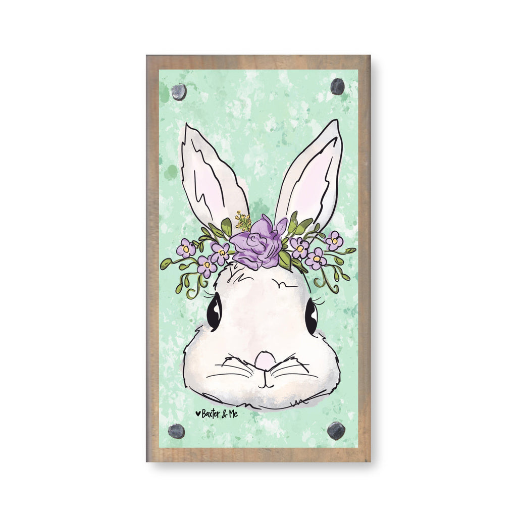 Lavender Floral Bunny Happy Block