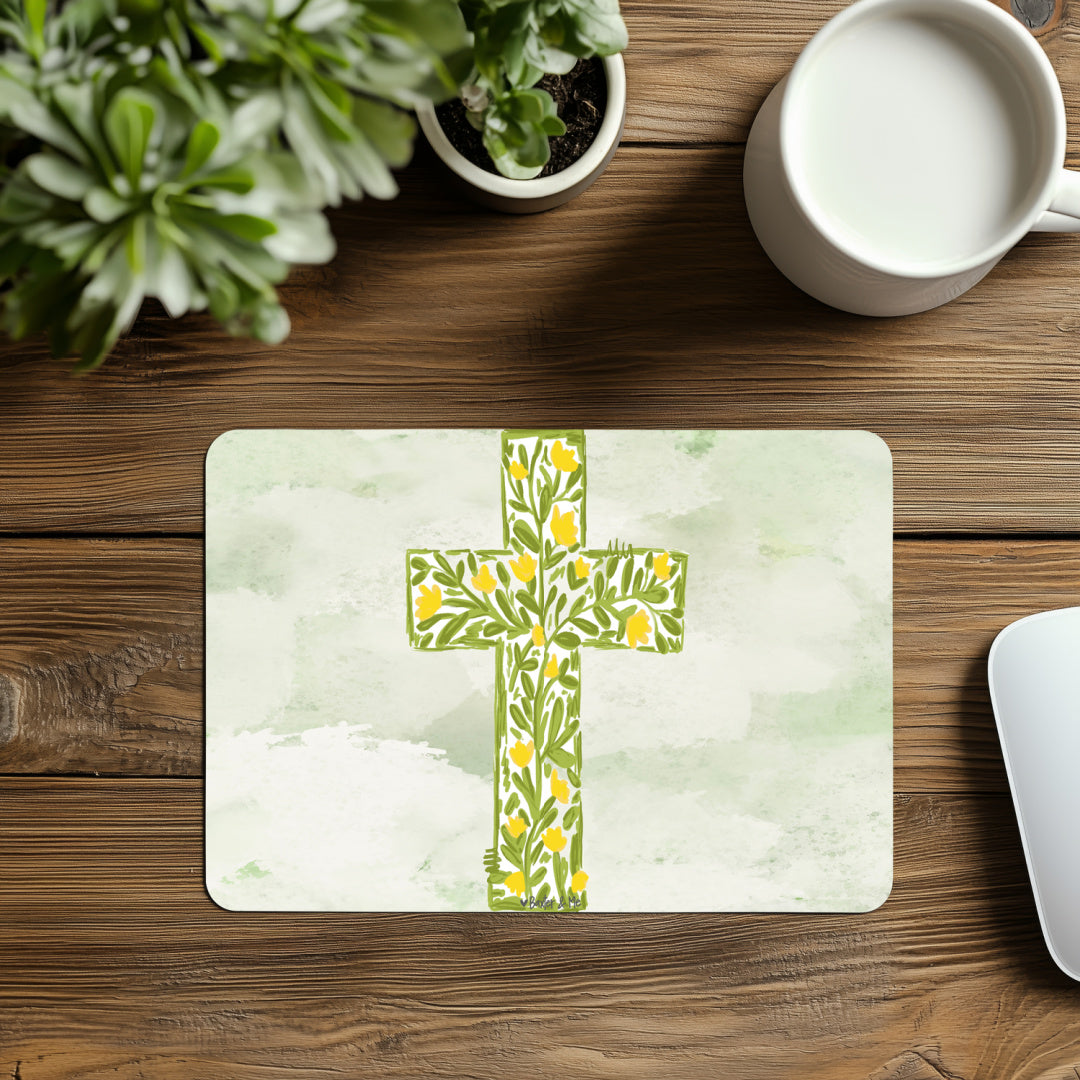Yellow Tulip Cross Mouse Pad