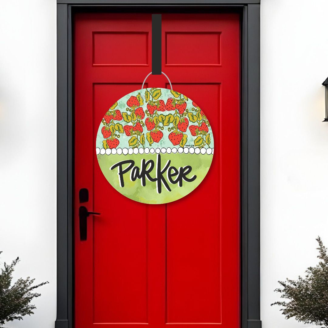 Welcome Strawberry Patch Door Hanger