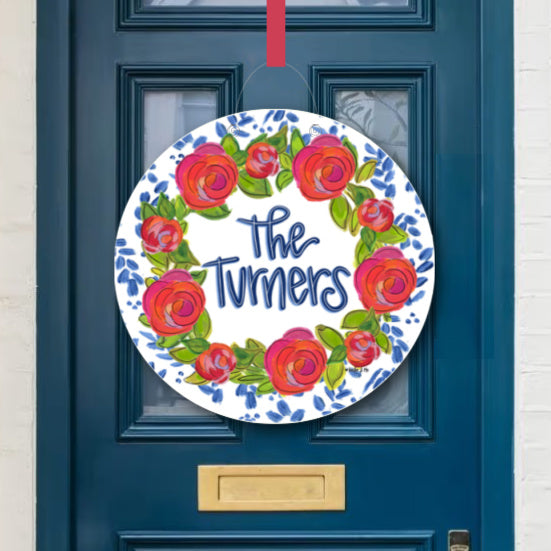 Rosie Welcome in Blue Door Hanger