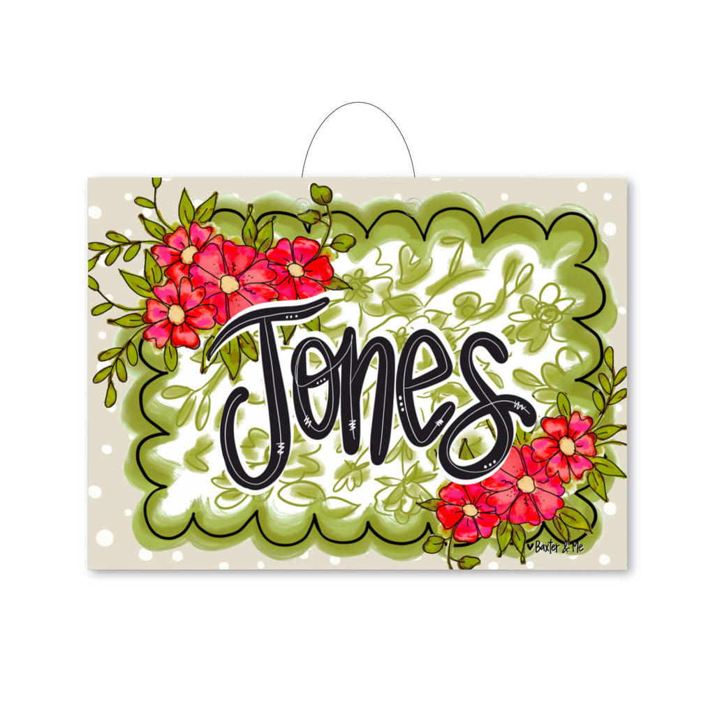 Green Scalloped Frame Floral Door Hanger