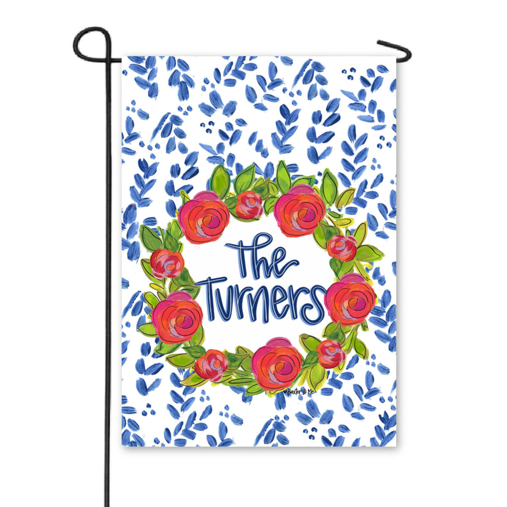 Rosie Welcome in Blue Garden Flag