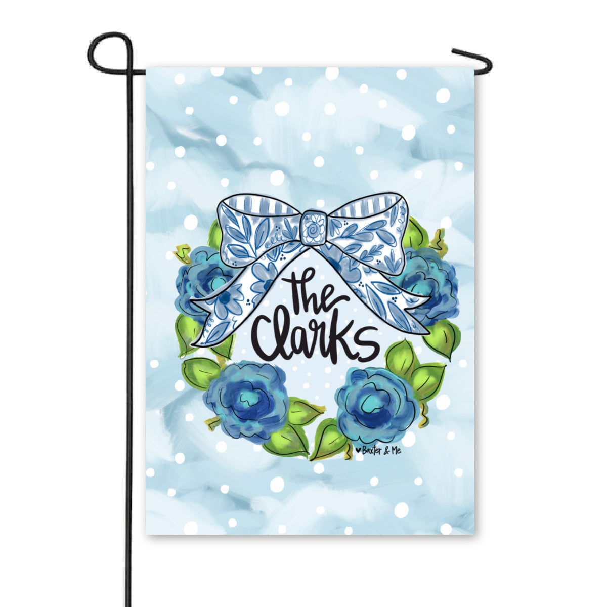 Blue Willow Bow Welcome Garden Flag