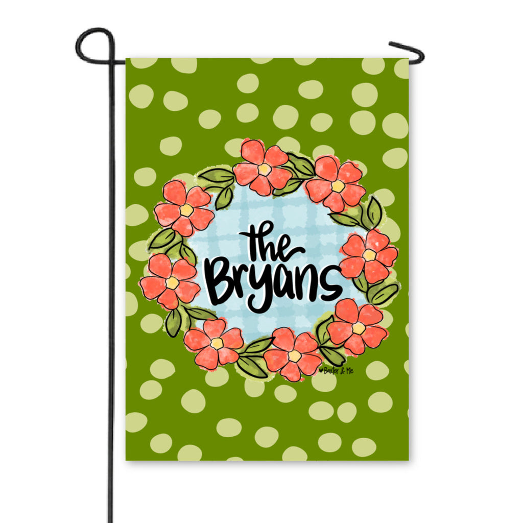 Green Coral Floral Garden Flag